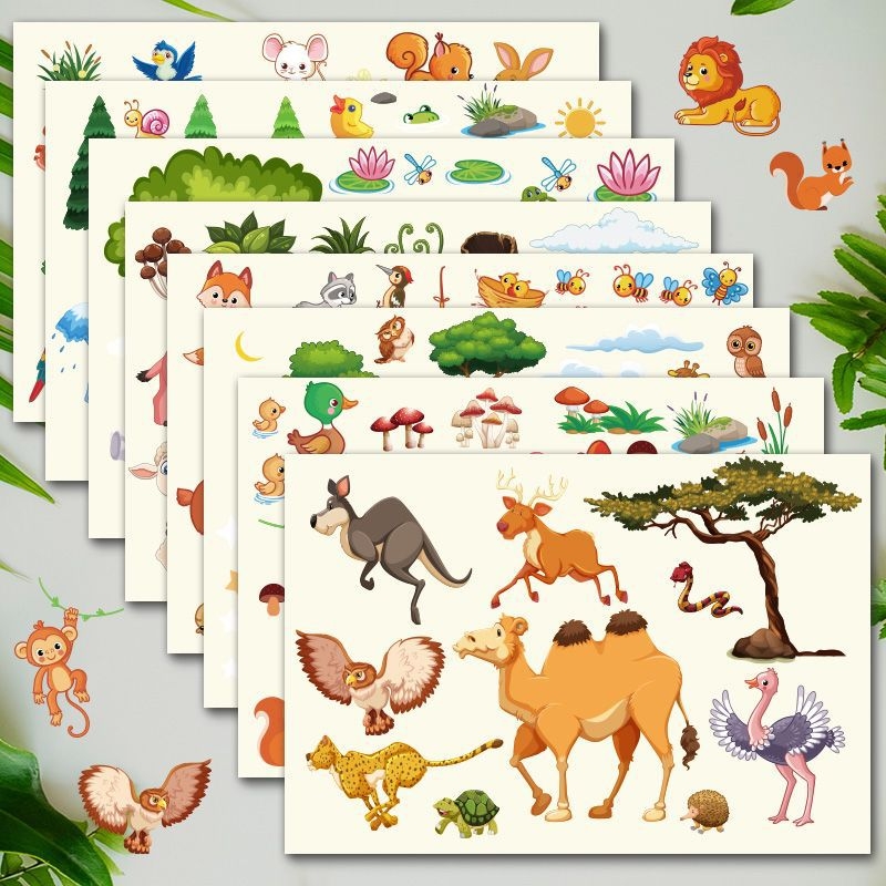 Ζωολογικός κήπος DIY παζλ αυτοκόλλητα για παιδιά – εκπαιδευτικά, προσαρμοσμένα, θέμα ελέφαντας και τίγρης
