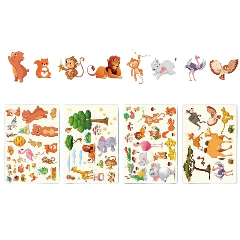 Ζωολογικός κήπος DIY παζλ αυτοκόλλητα για παιδιά – εκπαιδευτικά, προσαρμοσμένα, θέμα ελέφαντας και τίγρης