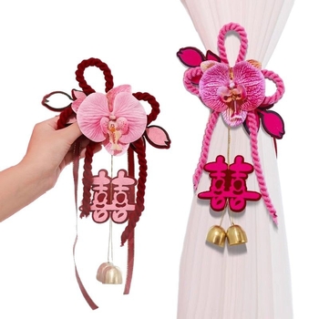 Xiaolu – Decor textil pentru camera de nuntă: perdele, ghirlande, pandantiv cu Dublă Fericire, accesorii de nuntă