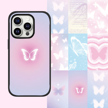 Set de 8 autocolante pentru spatele telefonului cu fundal fluture visător; adeziv PVC, stil desen animat, proces autocolant