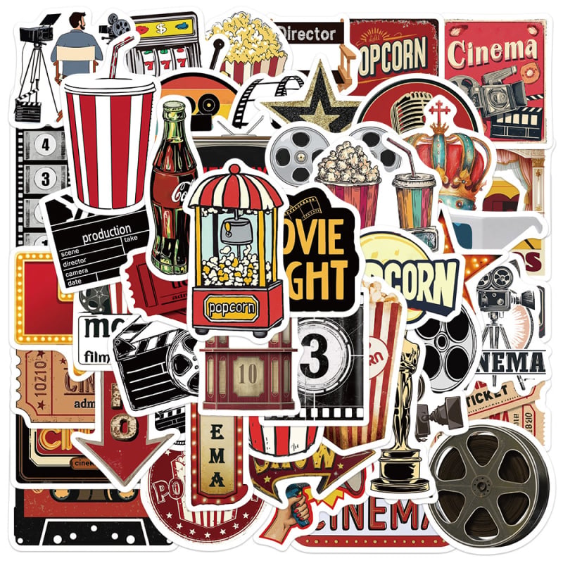 50 retro filmskih naljepnica – vodootporan DIY dekor za futrole za telefon, šalice, stolne ploče i skateboard | Chen shuo