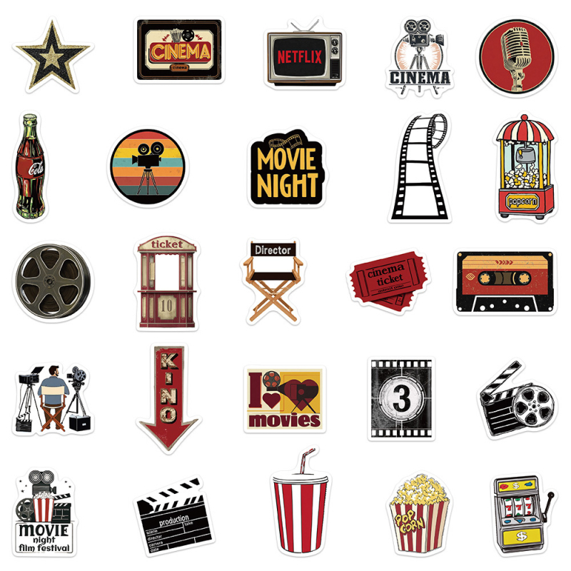 50 retro filmskih naljepnica – vodootporan DIY dekor za futrole za telefon, šalice, stolne ploče i skateboard | Chen shuo