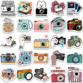 Tu Yu 50 autocolante PVC cu camere desen cartoon – impermeabile, autoadezive, imprimare, stil drăguț, pentru caiete, skateboarduri și căni