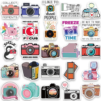 Tu Yu 50 autocolante PVC cu camere desen cartoon – impermeabile, autoadezive, imprimare, stil drăguț, pentru caiete, skateboarduri și căni