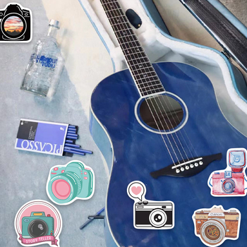 Tu Yu 50 autocolante PVC cu camere desen cartoon – impermeabile, autoadezive, imprimare, stil drăguț, pentru caiete, skateboarduri și căni