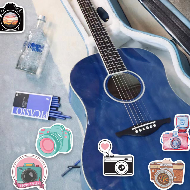 Tu Yu 50 autocolante PVC cu camere desen cartoon – impermeabile, autoadezive, imprimare, stil drăguț, pentru caiete, skateboarduri și căni