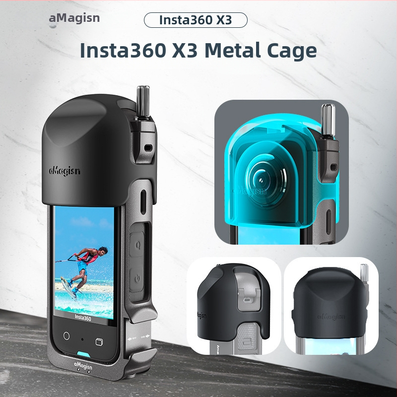 Metalni zaštitni okvir za Insta360 X3 s magnetskim sklopivim sučeljem i 2 čeljusti