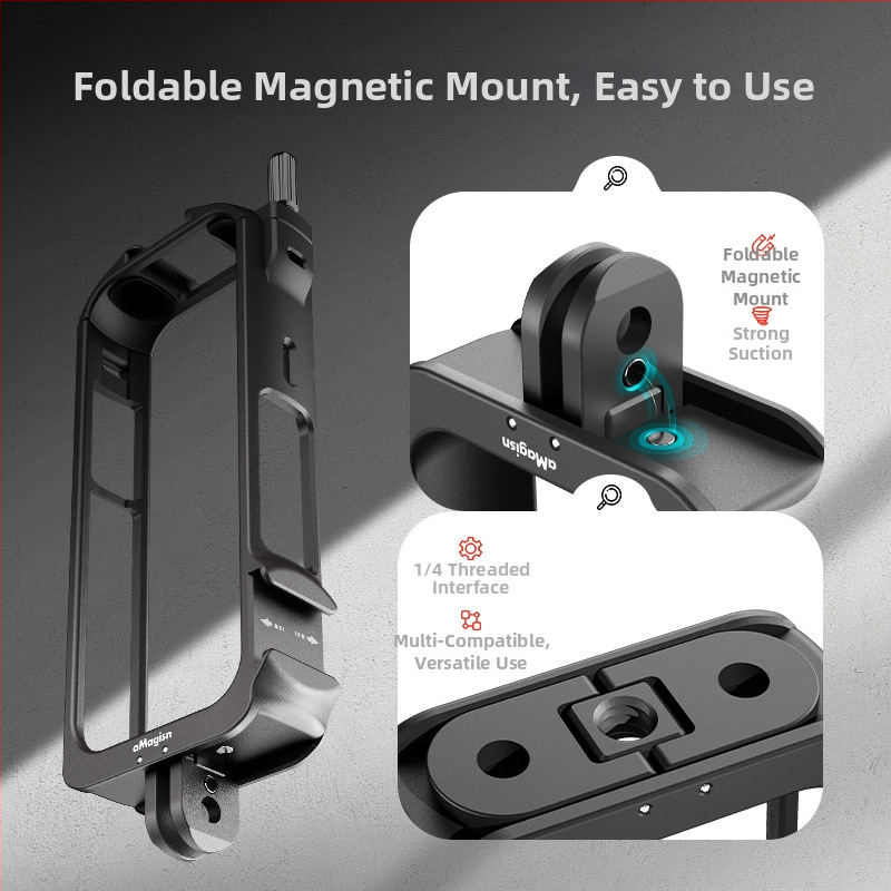 Metalni zaštitni okvir za Insta360 X3 s magnetskim sklopivim sučeljem i 2 čeljusti