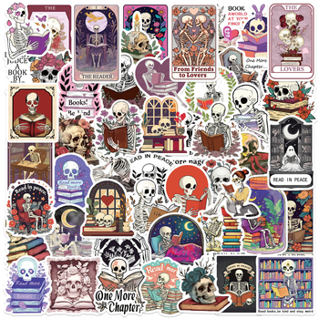 50 komada sticker seta Cartoon serije s gotičkim lubanjama – za DIY futrolu za telefon, bocu vode i skateboard, vodootporni PVC.