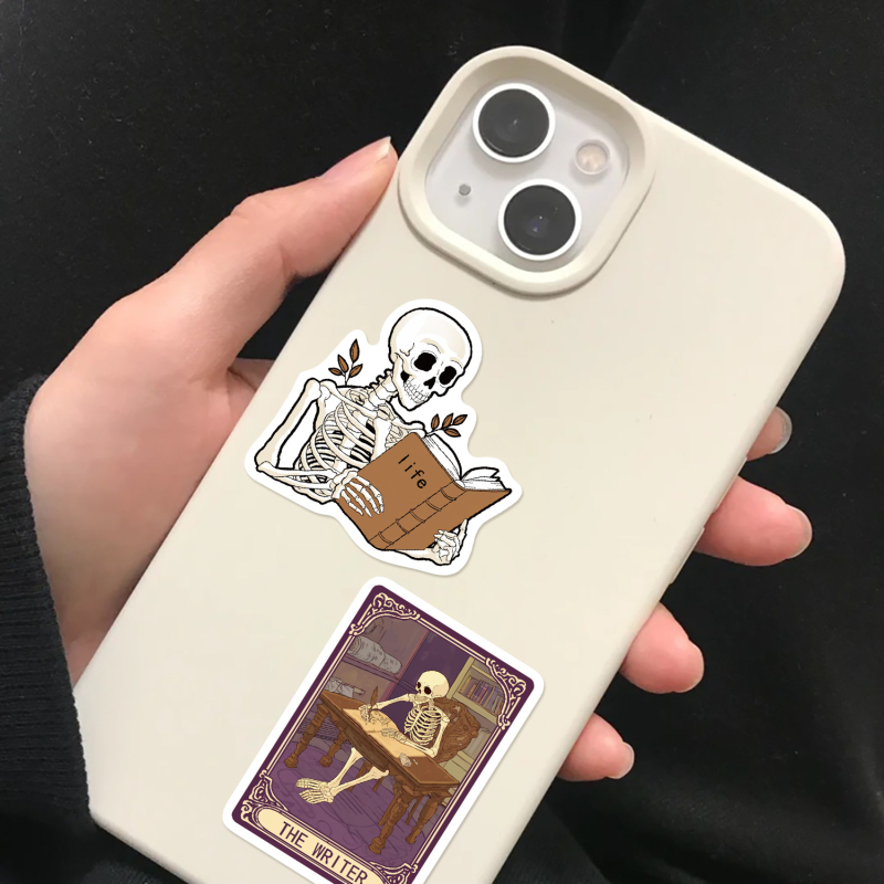 50 komada sticker seta Cartoon serije s gotičkim lubanjama – za DIY futrolu za telefon, bocu vode i skateboard, vodootporni PVC.