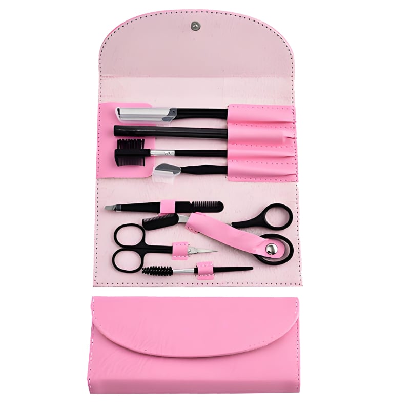 Set za oblikovanje obrva - alati od nehrđajućeg čelika, precizne pincete, britva za obrve, klipsa za obrve; višestruki set za njegu obrva, nosnih dlačica i manikuru; marka Craftsman of craftsmen