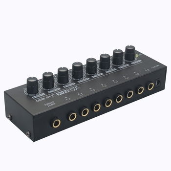 8-utas fejhallgató jelosztó, 1 bemenet, 8 kimenet, sztereó monitorozás, fejhallgató erősítő stúdió felvételekhez és mixeléshez