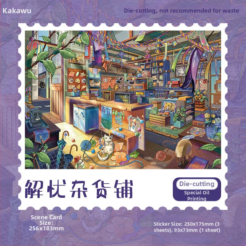 3D mini scénické nálepky pre diorámu – liečivý kút s ukladanými malými domčekmi – vlastná spracovateľská služba k dispozícii