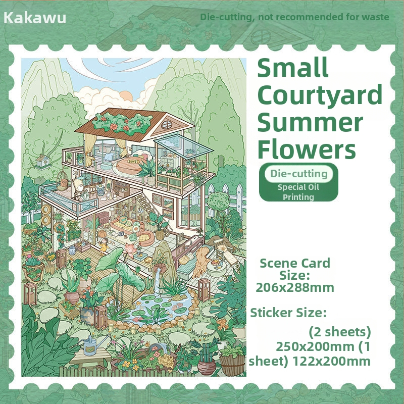 3D mini scénické nálepky pre diorámu – liečivý kút s ukladanými malými domčekmi – vlastná spracovateľská služba k dispozícii