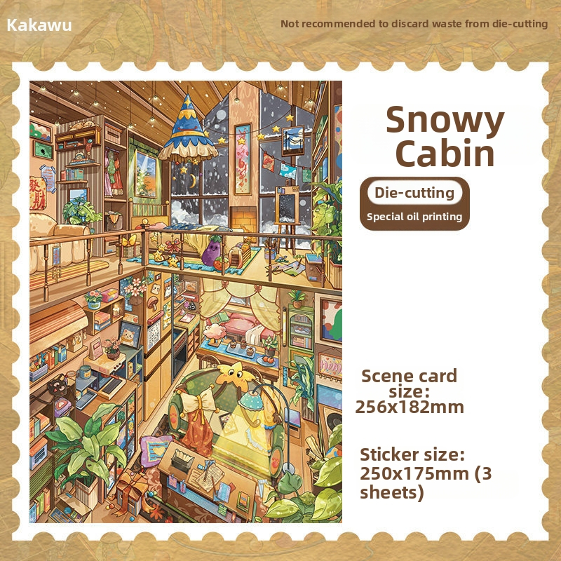 3D mini scénické nálepky pre diorámu – liečivý kút s ukladanými malými domčekmi – vlastná spracovateľská služba k dispozícii