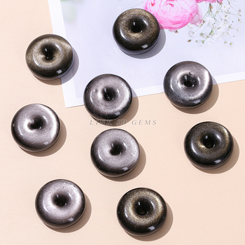 24 mm prirodni srebrni obsidijan privjesak i ključač za DIY ogrlicu, dodatak nakita