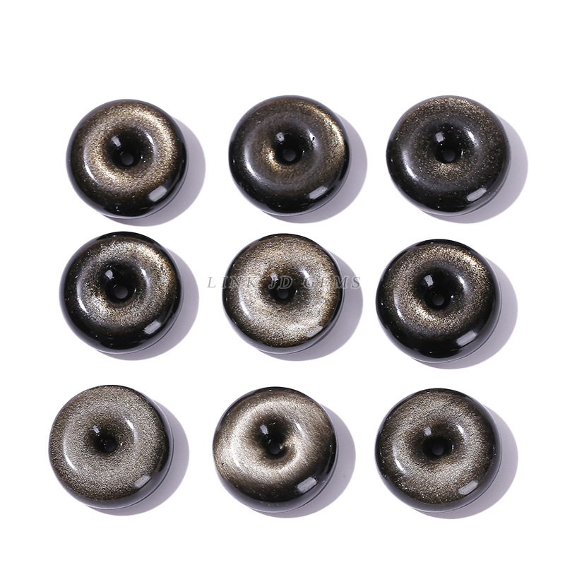 24 mm prirodni srebrni obsidijan privjesak i ključač za DIY ogrlicu, dodatak nakita
