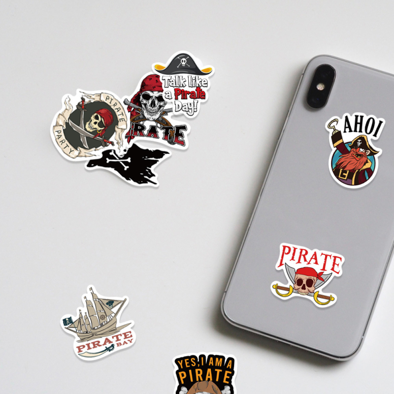 Ji Xiaoxiao 50 kom piratskih grafiti naljepnica – motiv karte blagom, vodootporne, retro stil, tiskane