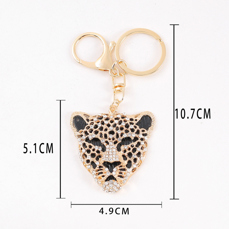 Privjesak za ključeve – Glava leoparda, dijamantima ugravirana legura, cinkova legura, lagani luksuz