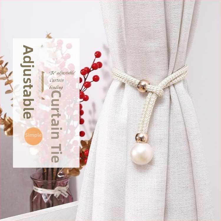 Perlové väzby na závesy s prackami, textilné doplnky na závesy, jednoduchý a moderný štýl