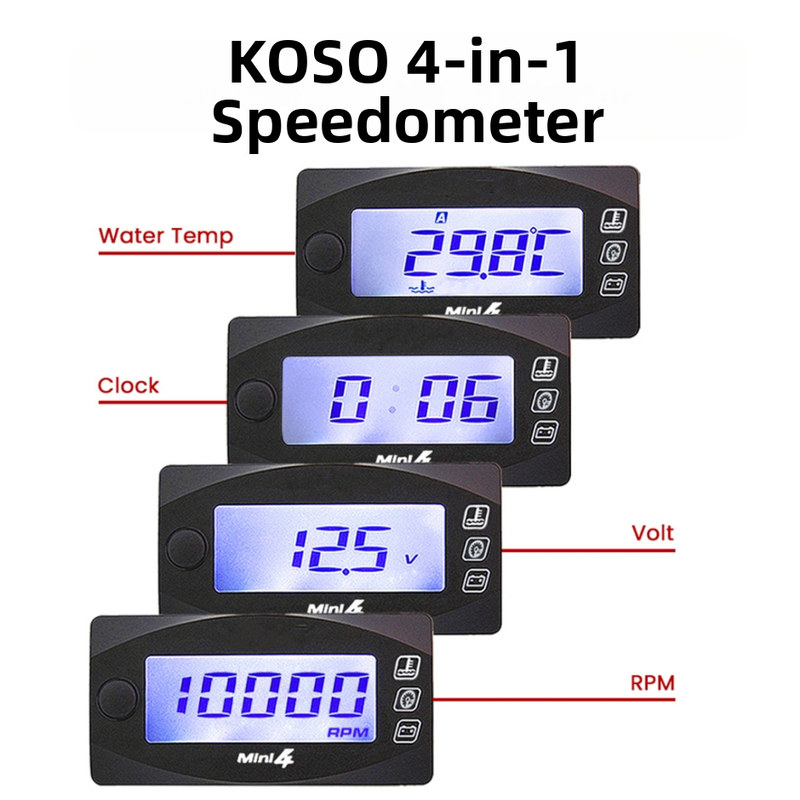Univerzálny merač teploty vody pre motorku Koso 4 v 1, LCD displej, rozsah 0–250°C, model ko-4 in 1