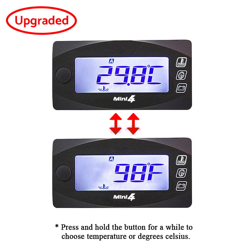 Indicator universal de temperatură a apei pentru motocicletă Koso 4 în 1, ecran LCD, 0–250°C, model ko-4 in 1