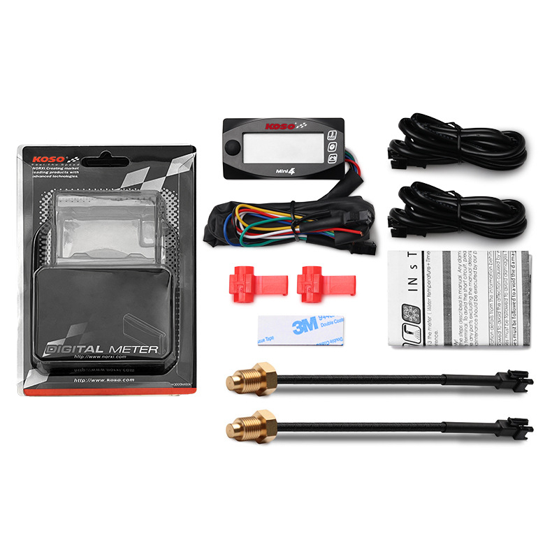 Koso KO-4 în 1 instrument LCD pentru motocicletă: temperatura apei, temperatura uleiului, tensiune, timp; 0–250°C