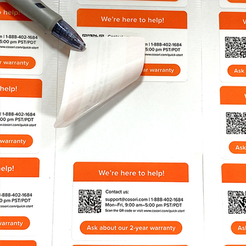 QR kod naljepnica - vodootporna i otporna na habanje, PET samoljepljiva, pravokutnog oblika, prilagodljiva debljina, temperaturna otpornost -40 do 280°C