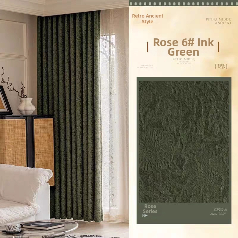 Zavjese s reljefom ruže u francuskom stilu, debeli Chenille jacquard blackout materijal za dnevni boravak, spavaću sobu i radnu sobu