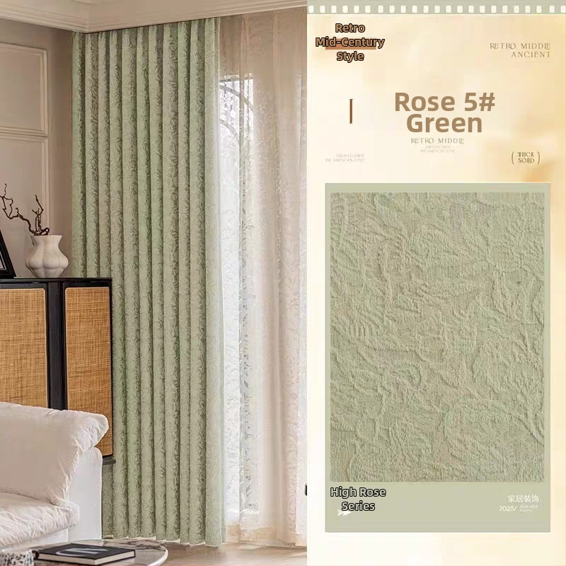 Zavjese s reljefom ruže u francuskom stilu, debeli Chenille jacquard blackout materijal za dnevni boravak, spavaću sobu i radnu sobu