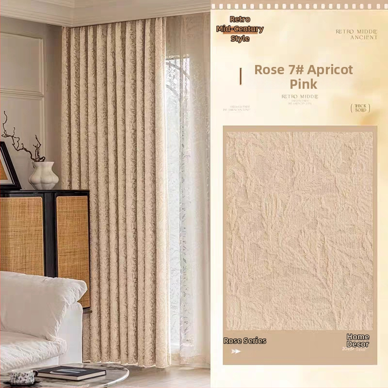 Zavjese s reljefom ruže u francuskom stilu, debeli Chenille jacquard blackout materijal za dnevni boravak, spavaću sobu i radnu sobu