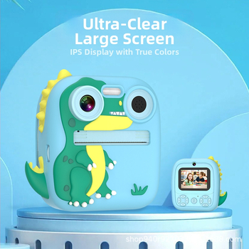 Detská instantná kamera s tlačou - 48 MP, 2,8-palcový LCD, TF karta, telo ABS+silikón, batéria 1500 mAh (D12)