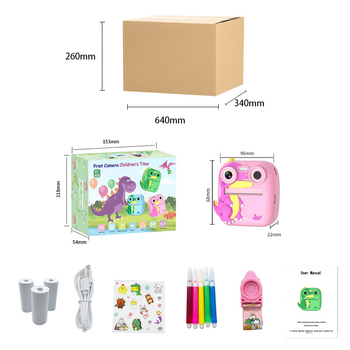 Gyerekeknek szánt azonnali nyomtatású kamera - 48MP, 2,8 hüvelykes LCD, TF kártya, ABS+szilikon test, 1500mAh akkumulátor (D12)