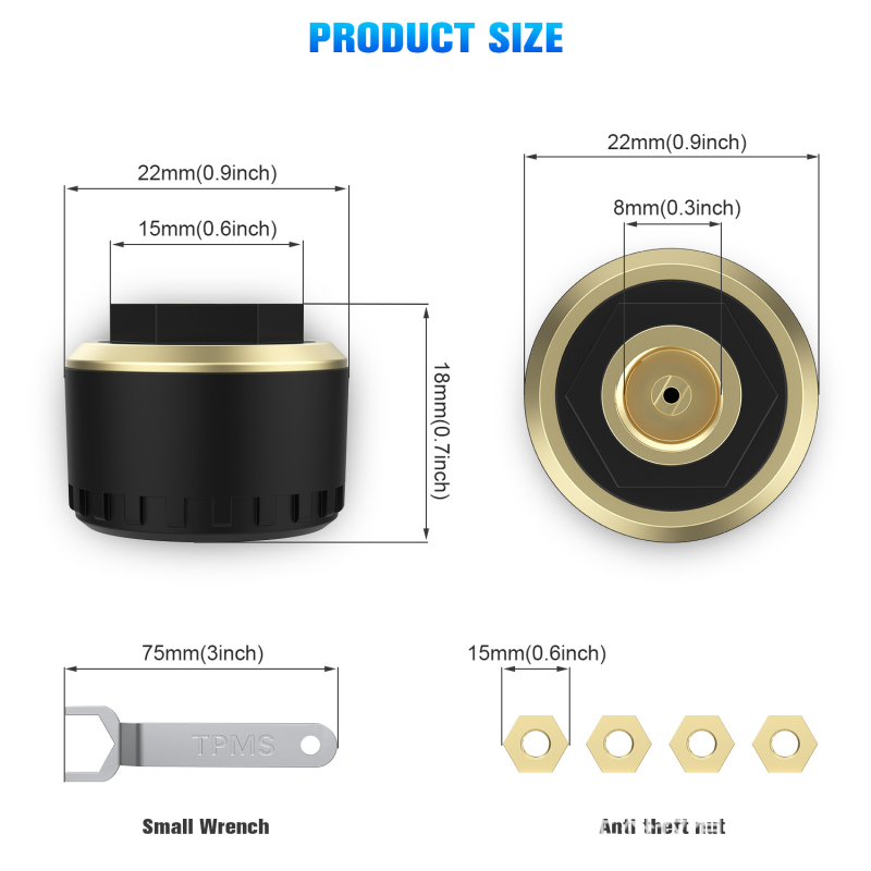 TPMS za motocikle Bluetooth BLE01 – Ronghezheng, digitalni zaslon, 0.7–7 bar, bakar + ABS