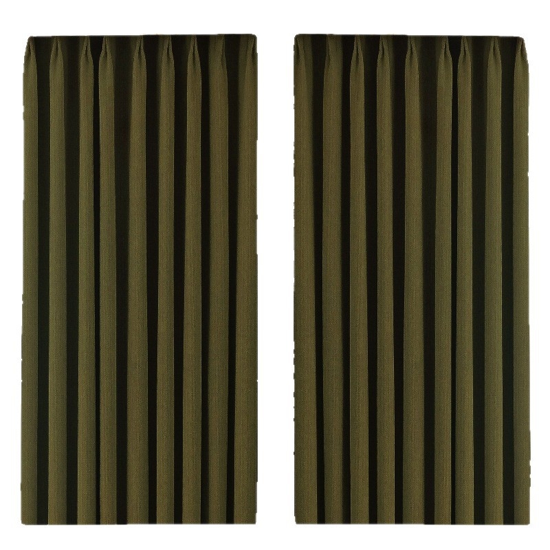 Zavjese u francuskom stilu s crnim rubom od chenille pamuk-linen u vintage zelenoj boji, za dnevni boravak i spavaću sobu, zatemnjujuće