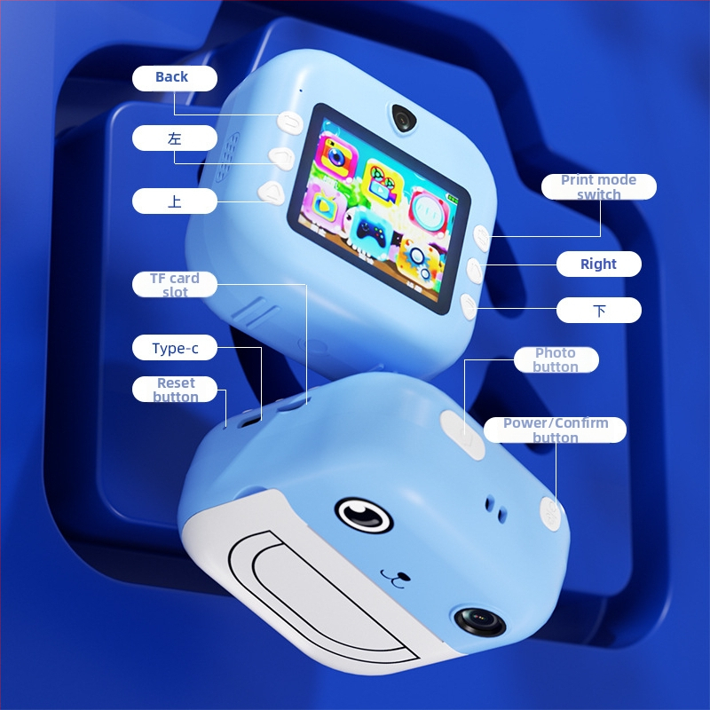 Detská kamera s farebným tlačením a pripojením k telefónu (Model Z269; 4,8 MP; TF karta úložisko; ABS telo; 6 hodín výdrže)