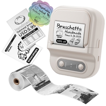 58mm Bluetooth termoszalag nyomtató ruhacímkékhez, beépített akkumulátorral, Type-C töltéssel, iOS/Android-kompatibilis