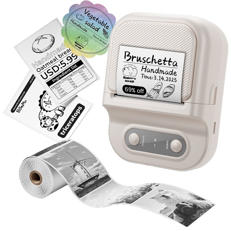 58mm Bluetooth termoszalag nyomtató ruhacímkékhez, beépített akkumulátorral, Type-C töltéssel, iOS/Android-kompatibilis