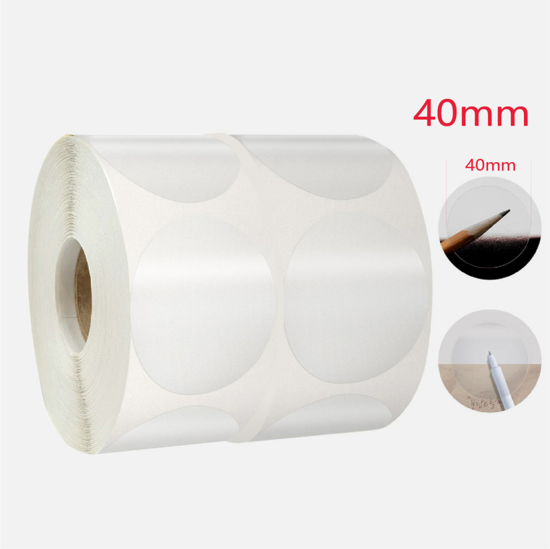 Etichetă circulară transparentă BOPP cu adeziv pe bază de ulei, suport plasat, tăiere rotativă