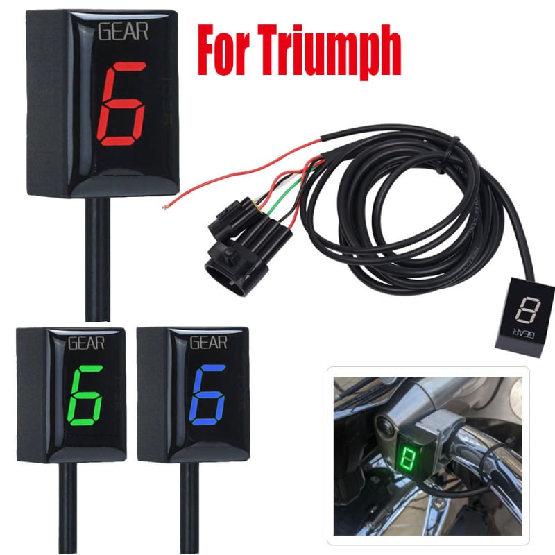 Display LED pentru trepte pentru motocicleta Triumph de la S2R – indicator LCD digital pentru trepte, 1–6 trepte, compatibil cu Triumph Tiger 800 și Triumph Rocket III Touring