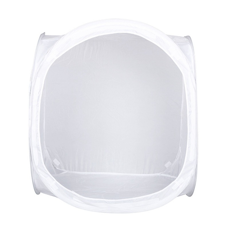 Studio foto compact cu lumină difuză, cort circular, material taftă poliester, fundal flok