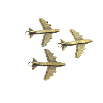 Kljucni privjesak s motivom zrakoplova, cinkova legura, elektroplatiranje, retro stil književnosti i umjetnosti