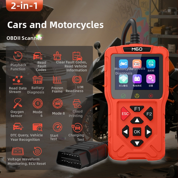 M60 Διαγνωστικό εργαλείο για αυτοκίνητα και μοτοσικλέτες με OBD2 σαρωτή και επαναφορά ECU – 8–30V, από -10°C έως 85°C, κατάλληλο για αυτοκίνητα και μοτοσικλέτες, διαθέσιμη παραμετροποίηση
