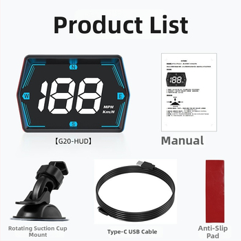 G20 auto HUD displej s Beidou GPS, univerzálny pre všetky vozidlá, HD zobrazenie, napájanie zo zásuvky