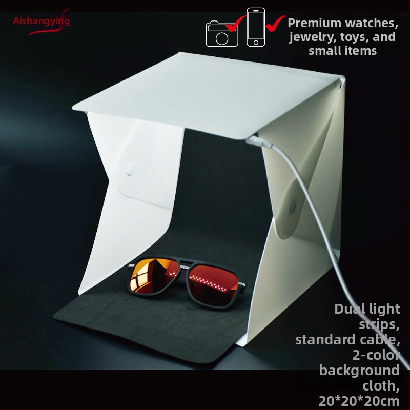 SHOWSHOOT Mini Studio cu construcție PVC, lampă dublă, model Small double lamp ordinary line, greutate 0,35 kg