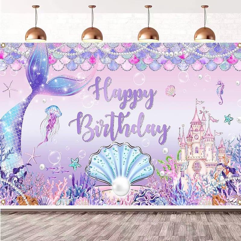 Sellő születésnapi hátteret vinil anyagból, fotózáshoz, márka Qian, súly 150 g