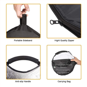 Guest Debao päť v jednom foto-reflektore, skladací s rúčkou a prepravnou taškou, hmotnosť 0,3 kg, Kategória: Spot