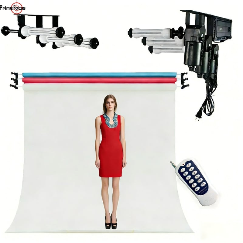 Primefocus YT-MES3 Stativ de Fundal cu Ridicare Electrică pentru Role de Fundal, Cadru Metalic, Încărcare 8 kg, Greutate 5 kg, Pentru Fotografie