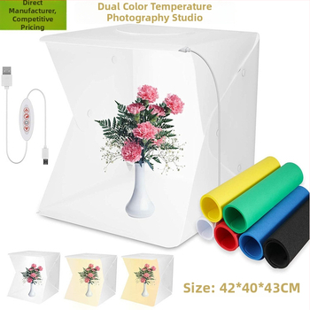 Sklopiteľný LED fotobox pre mobilnú fotografiu – EVA materiál | Univerzálne použitie | Teplota farieb nastaviteľná