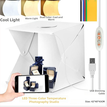 Sklopiteľný LED fotobox pre mobilnú fotografiu – EVA materiál | Univerzálne použitie | Teplota farieb nastaviteľná